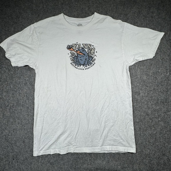 Vans T-Shirt Men's L White "Better Luck Next Time" Frog Graphic Skate Streetwear - Picture 1 of 10